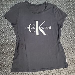 Calvin Klein Jeans Shirt Size Large (Would Fit Medium) Black Top Short Sleeve